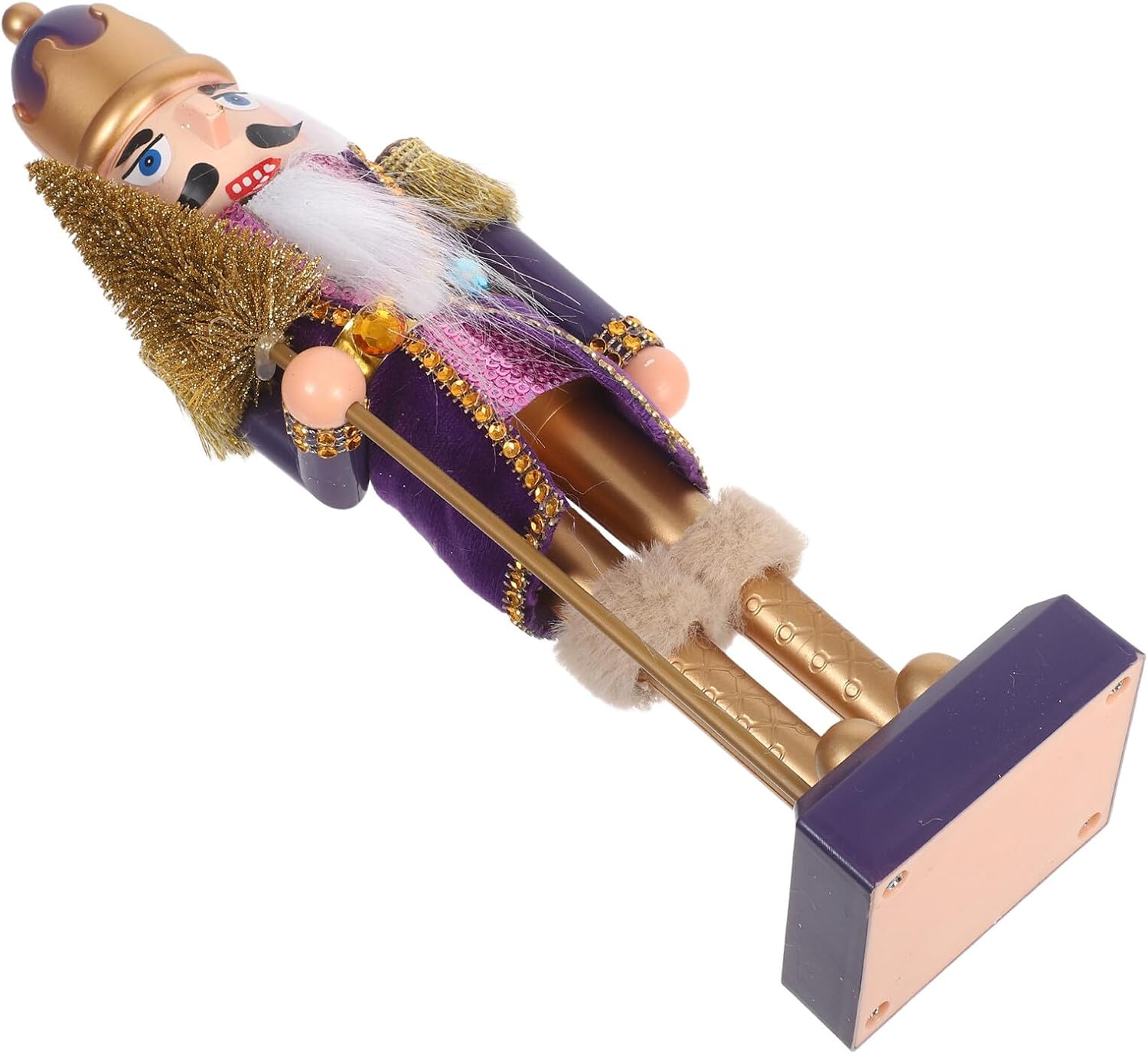 Purple Christmas Nutcracker Figurine Small Nutcracker Soldier Sculpture Plastic Traditional Holiday Table Decoration for Fireplace Mantel and Home Display