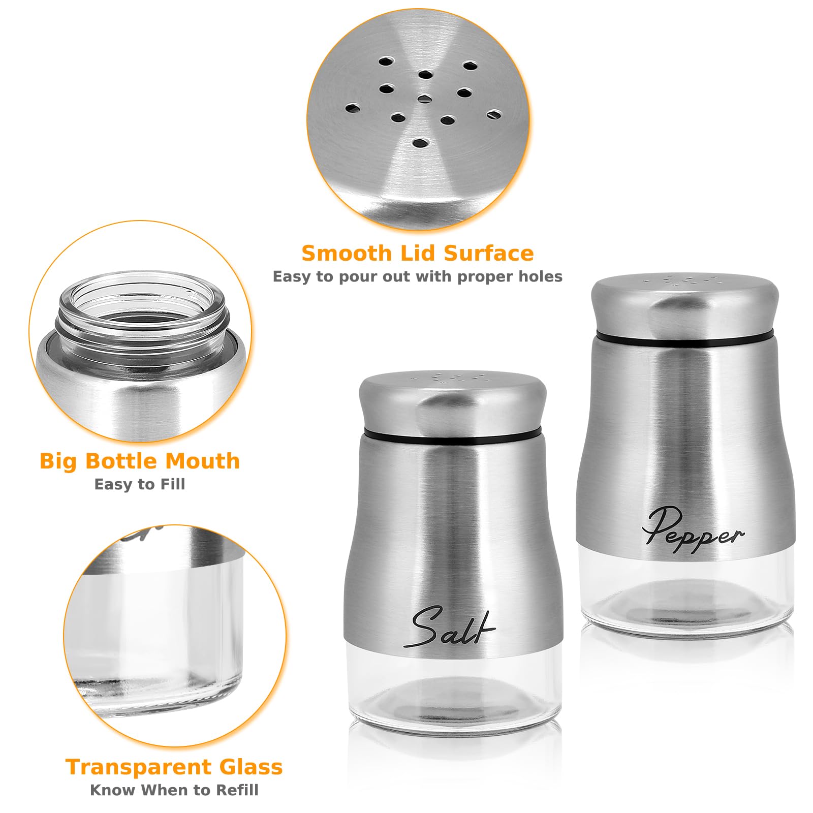 Accmor Salz- und Pfefferstreuer-Set mit Halter, Salz- und Pfefferstreuer mit Glasboden, moderner Salz- und Pfefferstreuer für Zuhause, Küche, Kochen, Restaurants