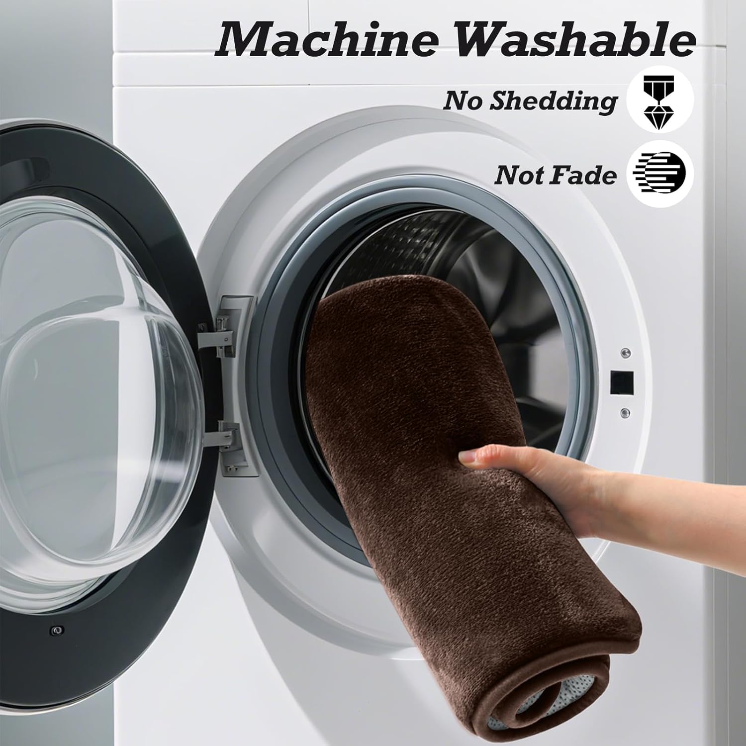 HUXMEYSON Bathroom Rugs Sets 3 Piece, Non-Slip & Quick Dry Bath Mat Set, Ultra Soft Velvet Bath Rugs for Bathroom, Toilet and Shower Floor, Brown - Image 5