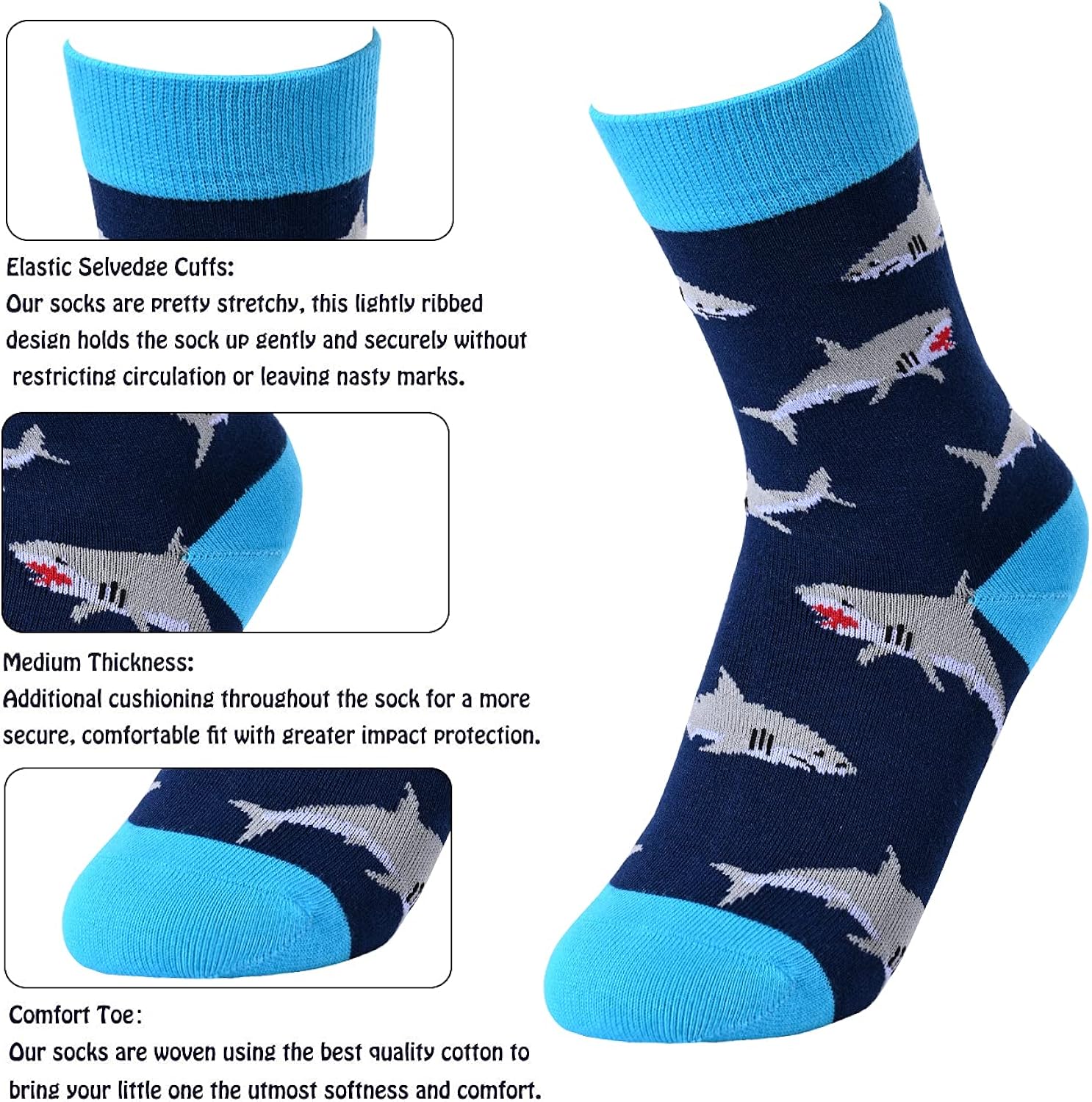 HAPPYPOP Boys Socks Novelty Crazy Shark Socks Space Socks Food Dinosaur Sloth Animals Socks for Kids Gift Box 4-10 Years : Clothing, Shoes & Jewelry