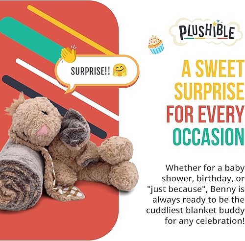 Vista 4 de Benny Bunny Blankie Bestie, 2 en 1 animal de peluche y manta, juguete de peluche sensorial suave regalo para niñas, niños, bebés, niños pequeños