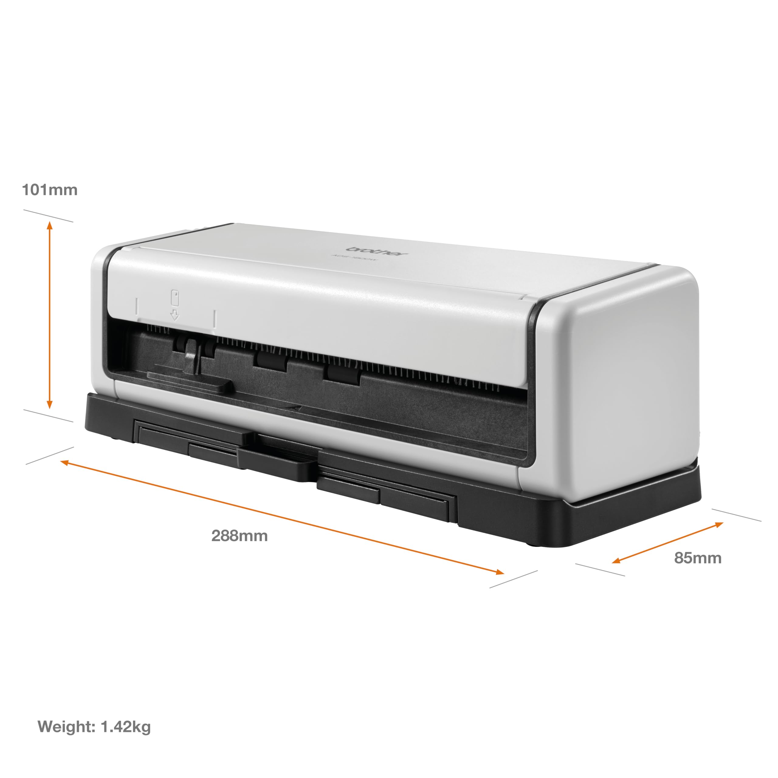 Brother ADS1800W Portable Document Scanner | 20 sheet ADF |ID card slot |Touchscreen|Supporting app |OCR and PDF software included | UK Plug — view 3