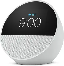 Echo Spot com Alexa (Geração mais recente) | Despertador inteligente com som vibrante | Cor Branca
