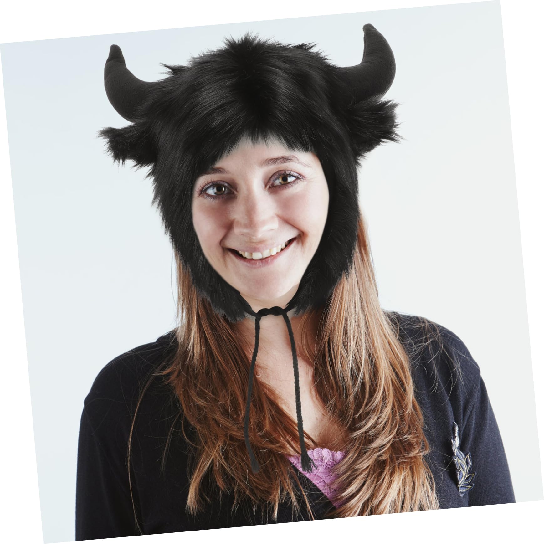 Healeved Tapa del oído de bocina fiesta lindos sombreros divertido sombrero de halloween sombreros de disfraces de animales ropa de cabeza novedosa disfraz poliéster Negro