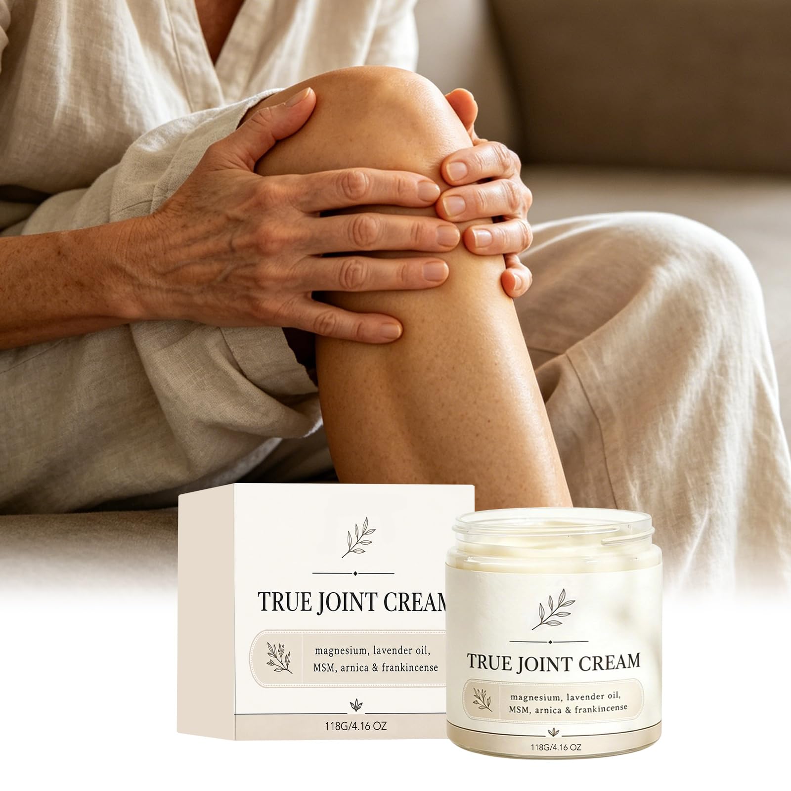 True Joint Cream, krem do ciała z magnezem, arniką i kadzidłem, nawilżający krem do masażu pleców, ramion i łokci, codzienne samopoczucie stawów, szybko się wchłania (6 szt.)
