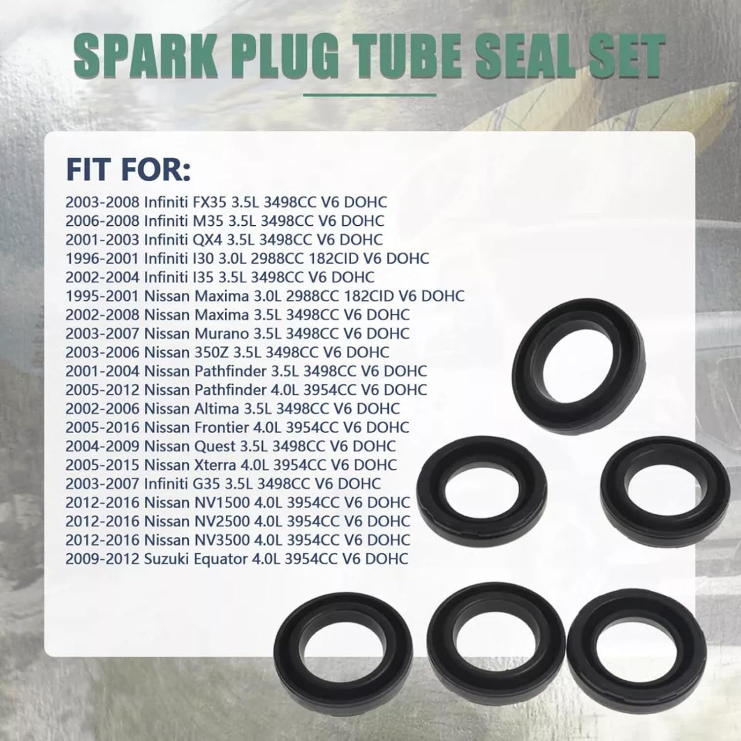 6PCS Valve Cover Spark Plug Tube Seal Set 1327631U10 Gasket Set-Replaces for Nissan Altima Frontier Maxima 1995-2006 for Infiniti FX35 G35 I30 I35 M35 QX4 350Z ES72481