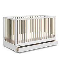 Vista 1 de Graco Teddi 5-in-1 Convertible Crib with Drawer (White with Driftwood) – GREENGUARD Gold Certified, Crib with Drawer Combo, Full-Size Nursery