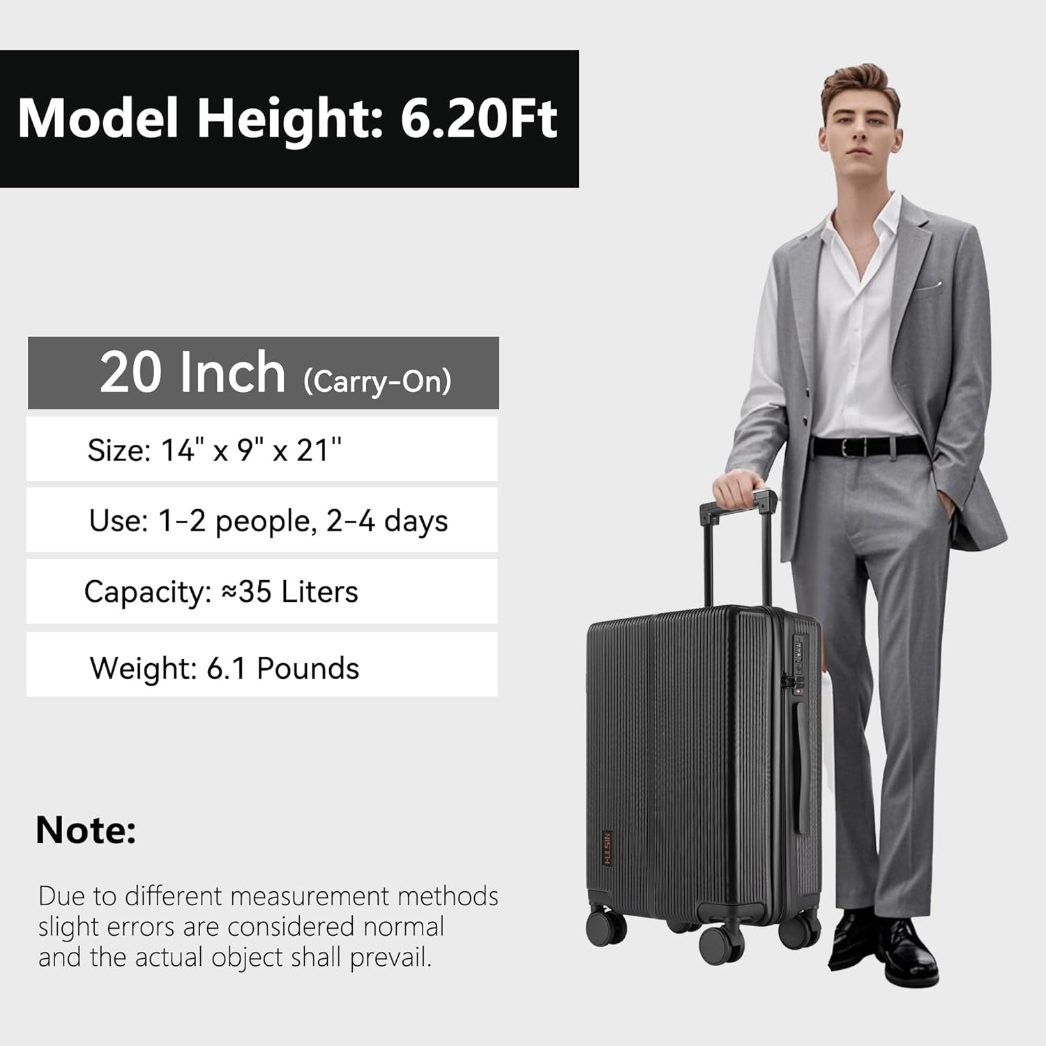 Carry On Luggage with TSA Lock, Carry on Suitcase 22x14x9 Airline Approved, Carry-on luggage with 360° Spinner Wheels, Hardside 20 Inch Lightweight Hard Shell Suitcase (Black, 20-Inch) - Image 5