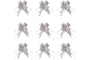30 Pack Premium Quality 3.6 Inch Silver Sheer Pull Bows for Gift Wrapping and Decorating