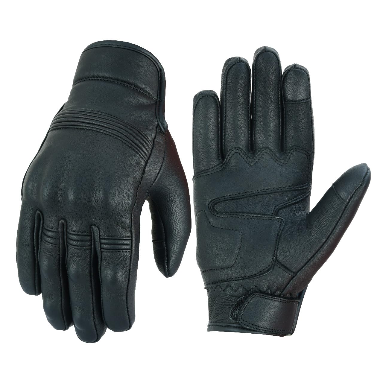 Royal Elegance Goat Skin Leather Touch Screen Biker Motorcycle Gloves