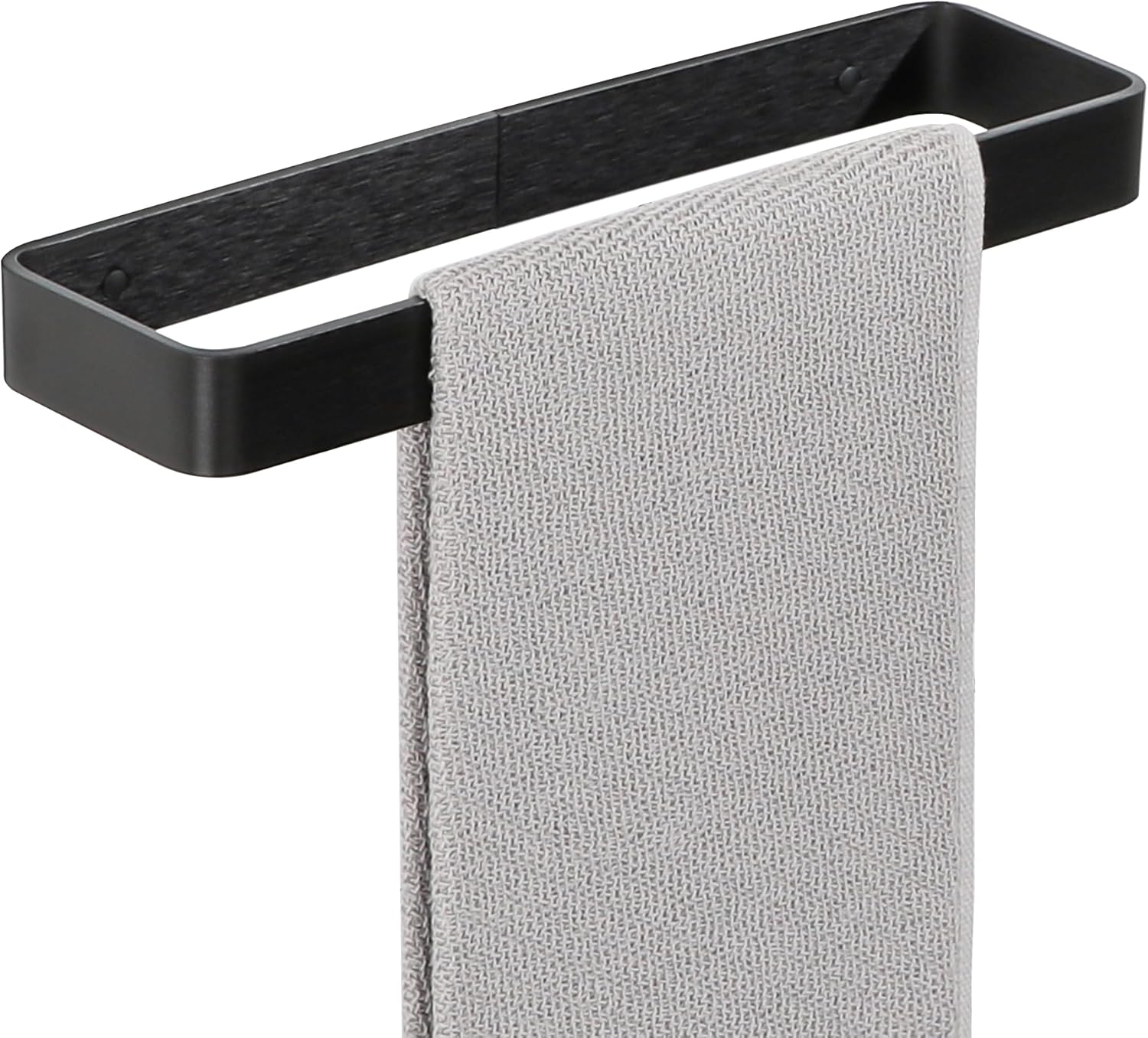 SAYAYO Matte Black Hand Towel Holder for Bathroom Wall, 12 Inch Self Adhesive Towel Bar Hand Towel Rack Square Heavy Duty