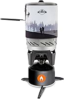 Vista 1 de HikeCrew - Estufa portátil a gas y sistema de cocina, placa de cocina compacta para acampar con olla de 1 litro, tapa de silicona, mango plegable