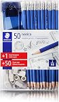 Staedtler Norica 50 Graphite HB2 Crayons +50 bouchons d'effaceur +1 Aiguisseur