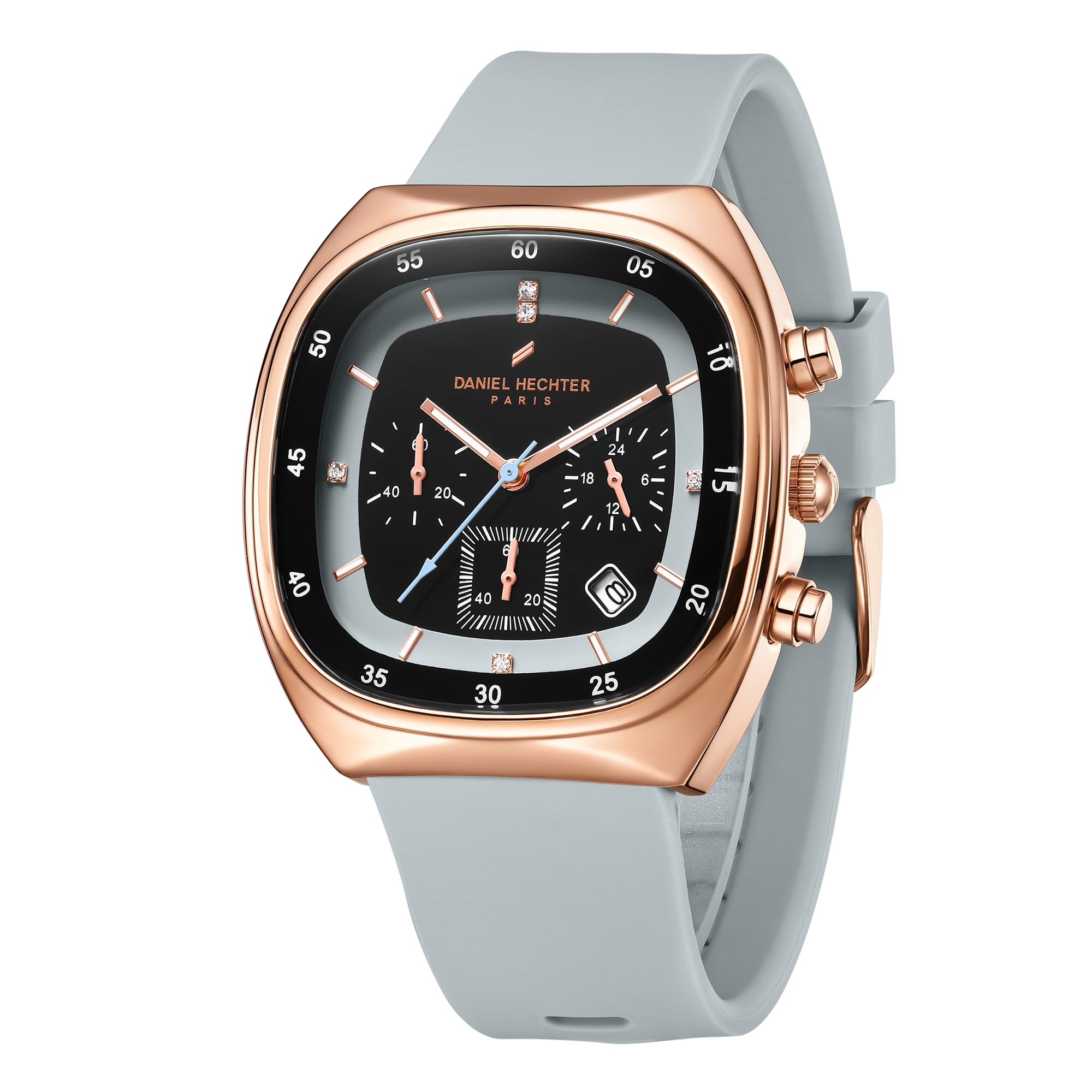 Daniel Hechter Paris Bercy Collection Modern Chronograph Watch for Men with Square Dial and Silicon Band-DHM1001