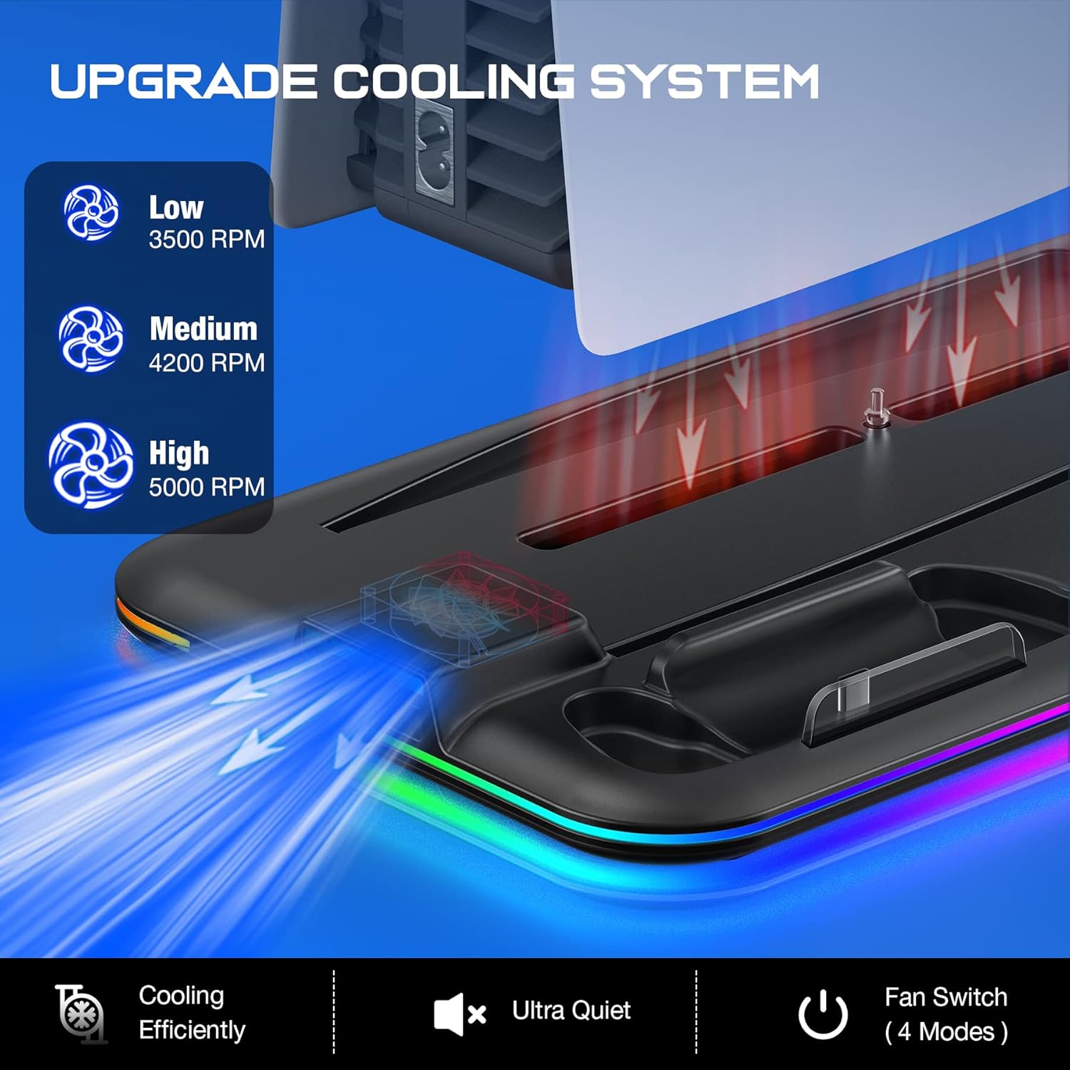 Buy PS5 Stand with Cooling Fan and Dual Controller Charger Station for