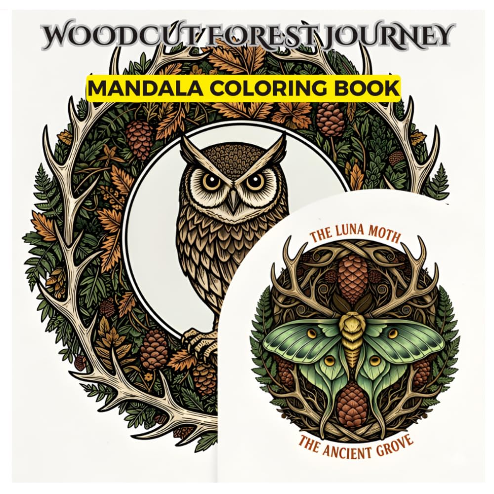 WOODCUT FOREST JOURNEY: MANDALA COLORING BOOK