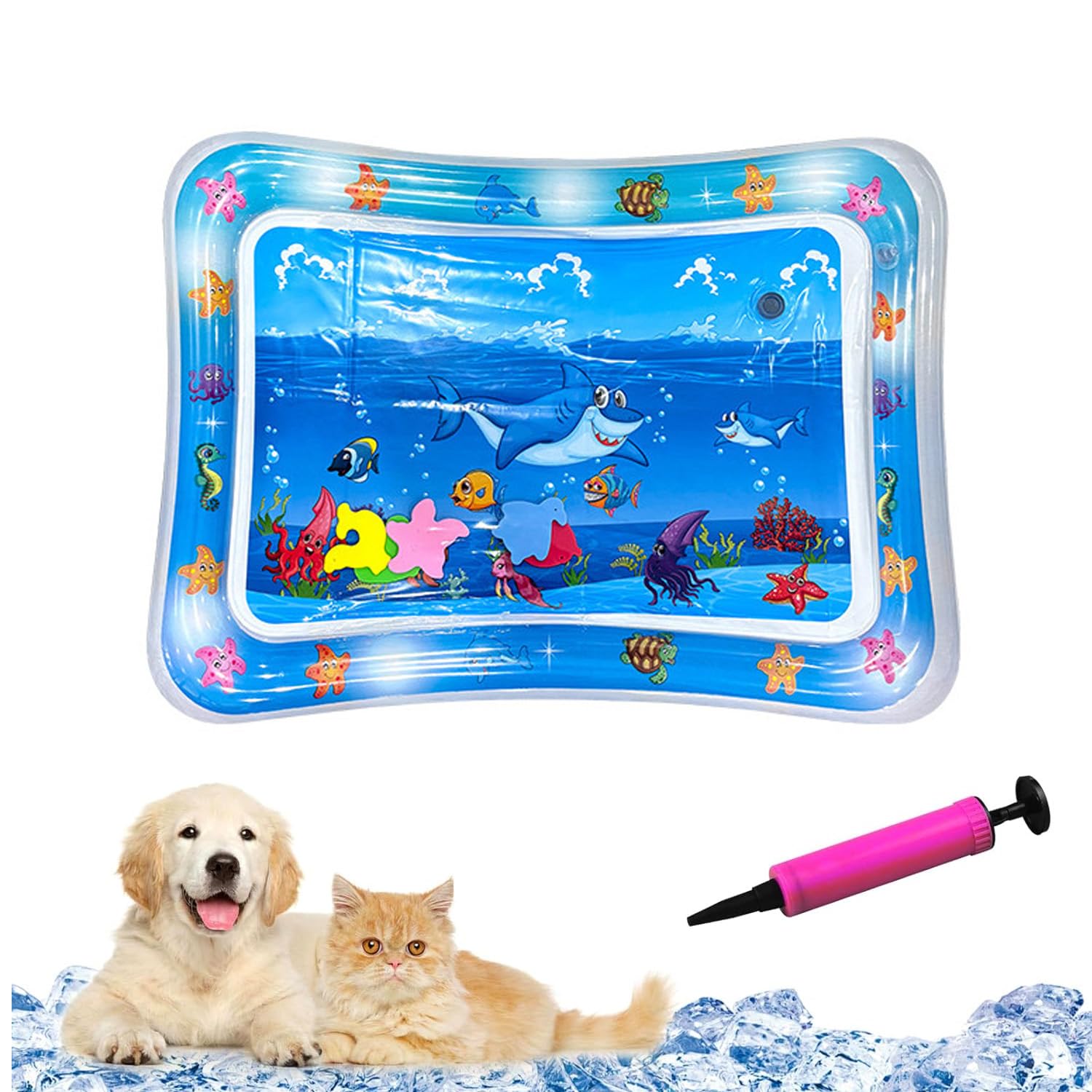 Pet Water Sensory Mat for Cats,Water Play Sensory Mats,Inflatable Cool Mat for Cats Dogs,Indoor and Outdoor Use (A)