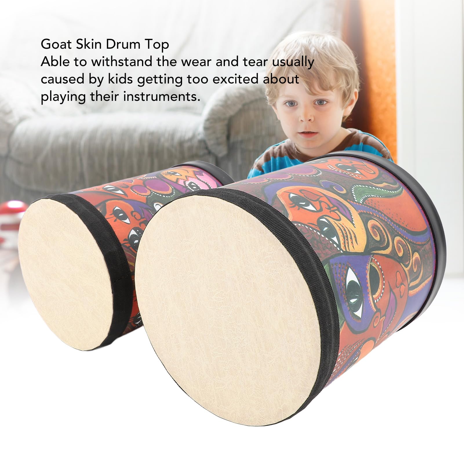 Kindertrommel-Set, Bongo-Trommel für 2- bis 3-jährige Jungen, Geschenke, Musikinstrumente, Holz, Montessori mit Bongo-Trommel mit 2 Trommelstöcken, Rhythmus-Percussion