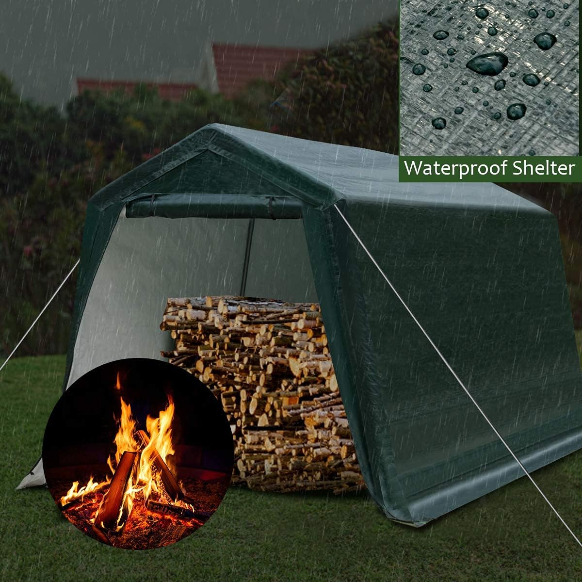 Tangkula 8 Ft x 14 Ft Outdoor Carport, Patio Storage Shelter, Heavy Duty Enclosed Carport Shed w/All-Steel Metal Frame and Waterproof Ripstop Cover, Outdoor Garage Tent with Sidewalls (8 Ft x 14 Ft)