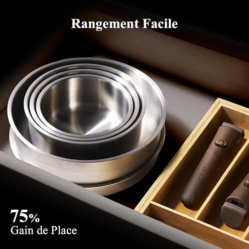 CAROTE Set Pentole e Padelle Acciaio Inox con Manici Rimovibili, 13 Pezzi - 4