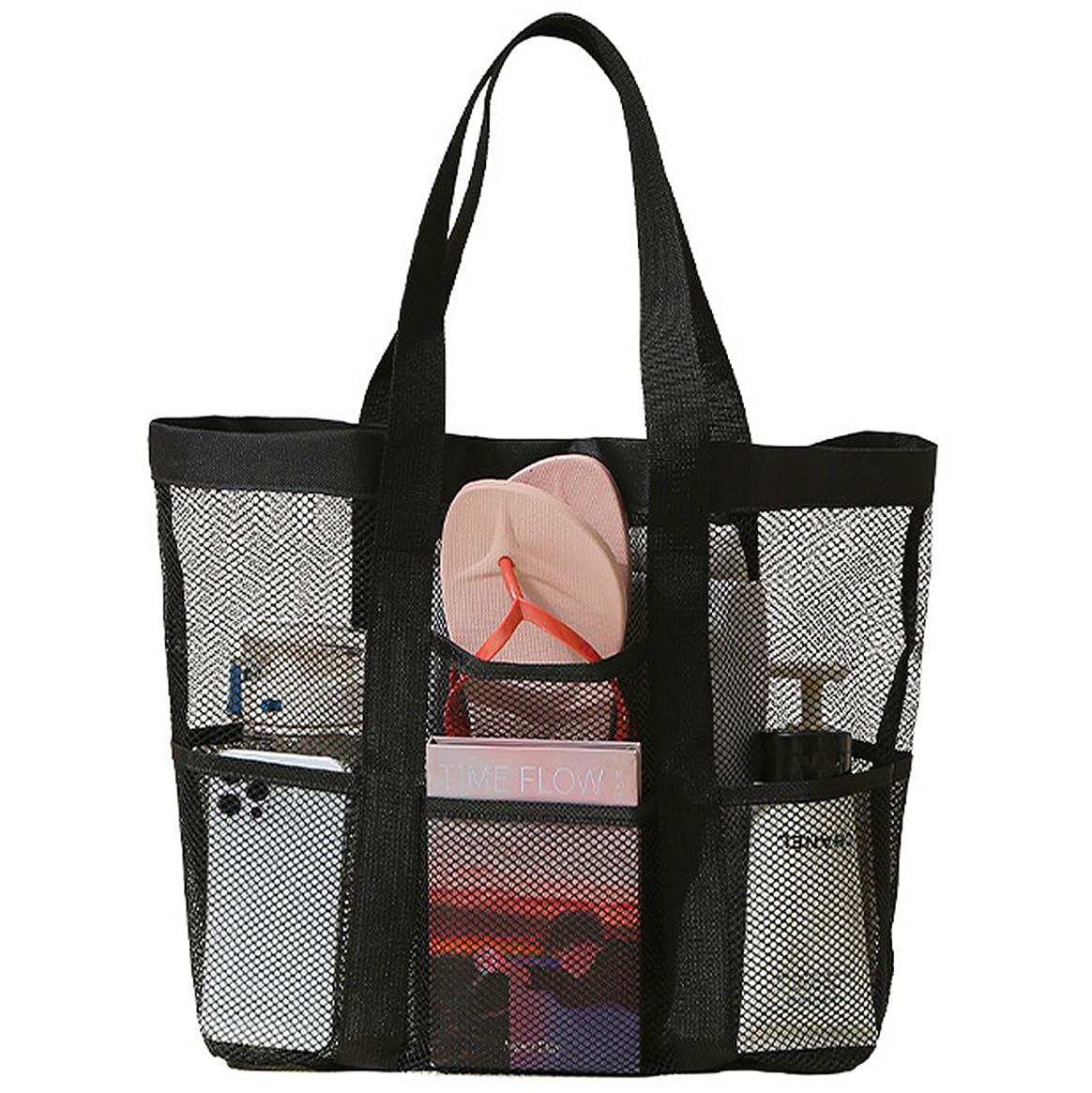 Mesh Beach Bag - Large Beach Tote Bag with Pocket Waterproof Sandproof Beach Bag Swim Pool Beach Bag Oversized Beach Towel Bag for Family Travel Vacation
