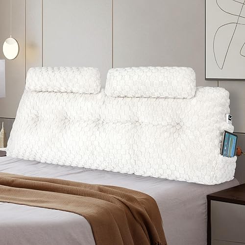 SLIGUY Almohada grande para cabecero con 2 unidades de almohada cervical enrollable, almohada de cuña, almohada de lectura, almohada triangular para