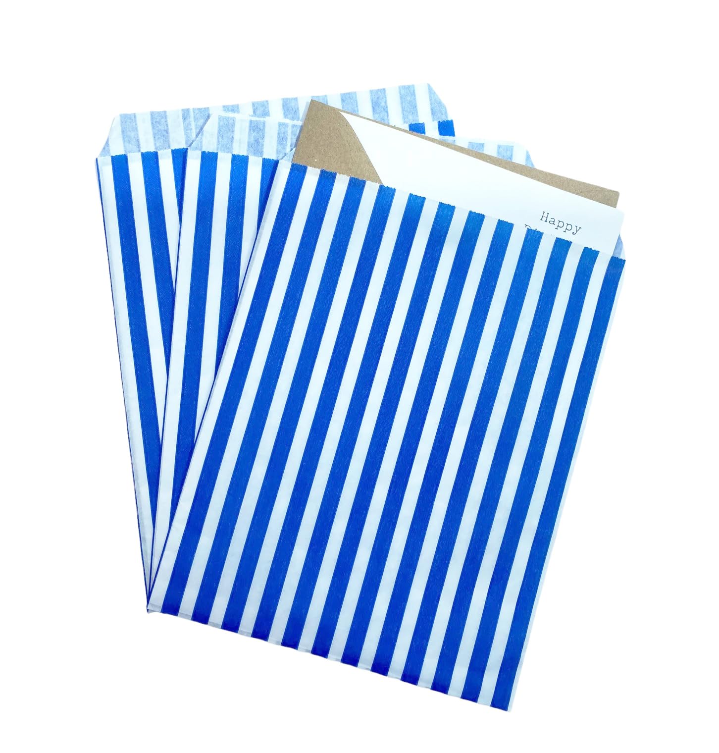 Bag It Plastics Candy Stripe Paper Sweet Bags | Blue | 7" x 9" / 175x225mm | Pack of 200 | Multipurpose Use for Sweets, Popcorn, Wedding Favours, Pick and Mix & Cookies! โ image 1