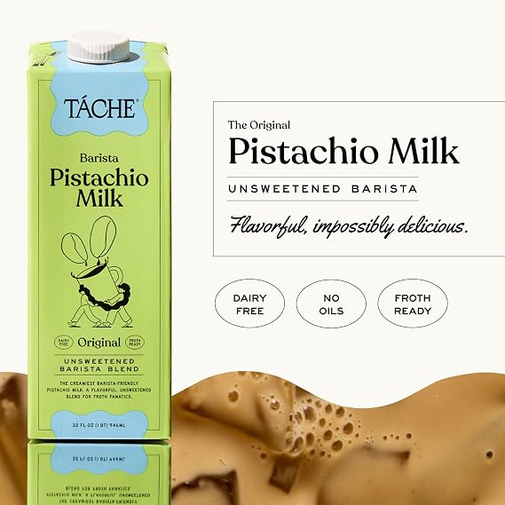 Tache Unsweetened Barista Pistachio Milk, Plant- Based Creamer (6 X 32 oz)