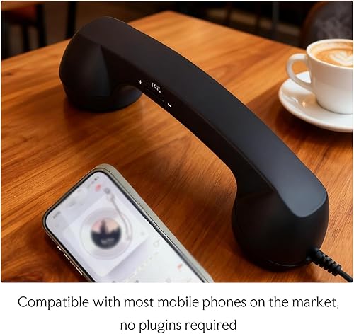 Miniatura 2 de Auricular retro para teléfono, teléfono retro para iPhone, receptor de mango fijo estilo teléfono tipo C, estilo teléfono con cable con botón de