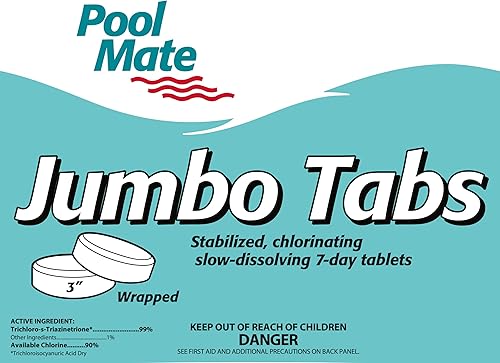 Miniatura 4 de Pool Mate Pestañas jumbo prémium de disolución lenta de 5 libras, tabletas de cloro de 3 pulgadas, fabricadas en Estados Unidos