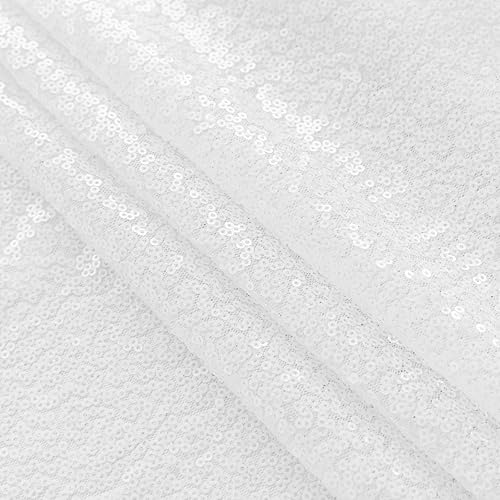 Miniatura 7 de Sugargirl - Cortina de fondo de lentejuelas blancas, 2 paneles de 2 pies x 8 pies, cortinas de fondo brillantes blancas, cortinas de purpurina para