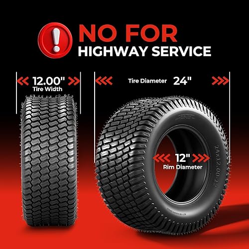 Miniatura 2 de 2 piezas de neumáticos nuevos de 4 capas 24x12.00-12 para cortacésped MOTOOS 24x12x12