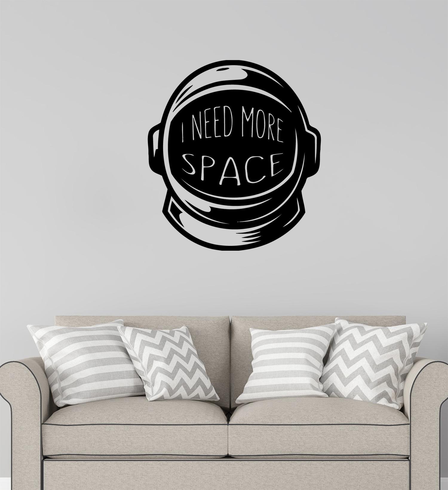 FSDS Vinyl Wall Decal - Advanced Store Space Decal Space Kids Rooms Cosmonaut Helmet Quotes I Need More Space Home Removable Interior Room - Home Decor Sticker Vinyl Decals