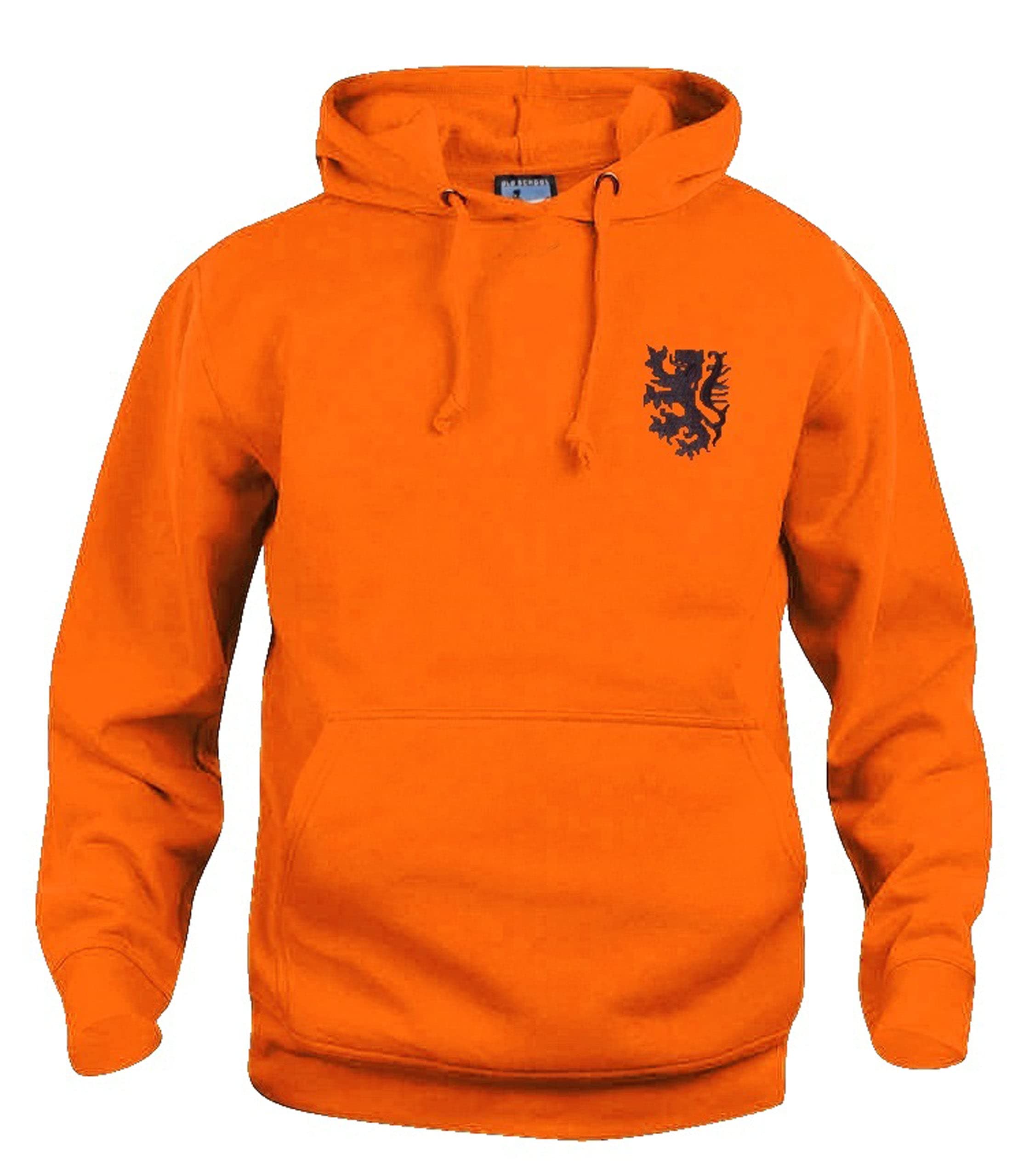 Old School Football Orange Holland Netherlands 1970S Retro Football Hoodie Embroidered Logo Size M