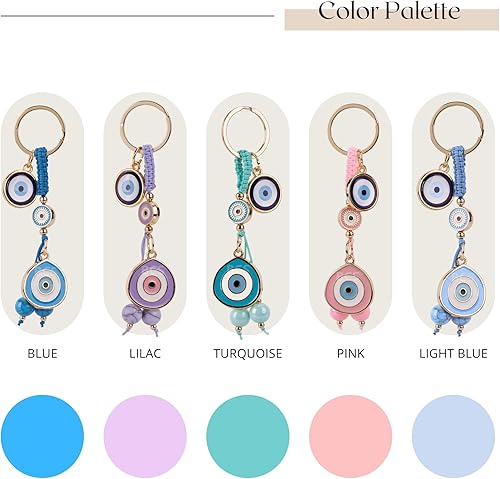 Miniatura 8 de BCS Llavero con dije de mal de ojo, amuleto de buena suerte y protección, llavero de automóvil, accesorios para bolso para mujer