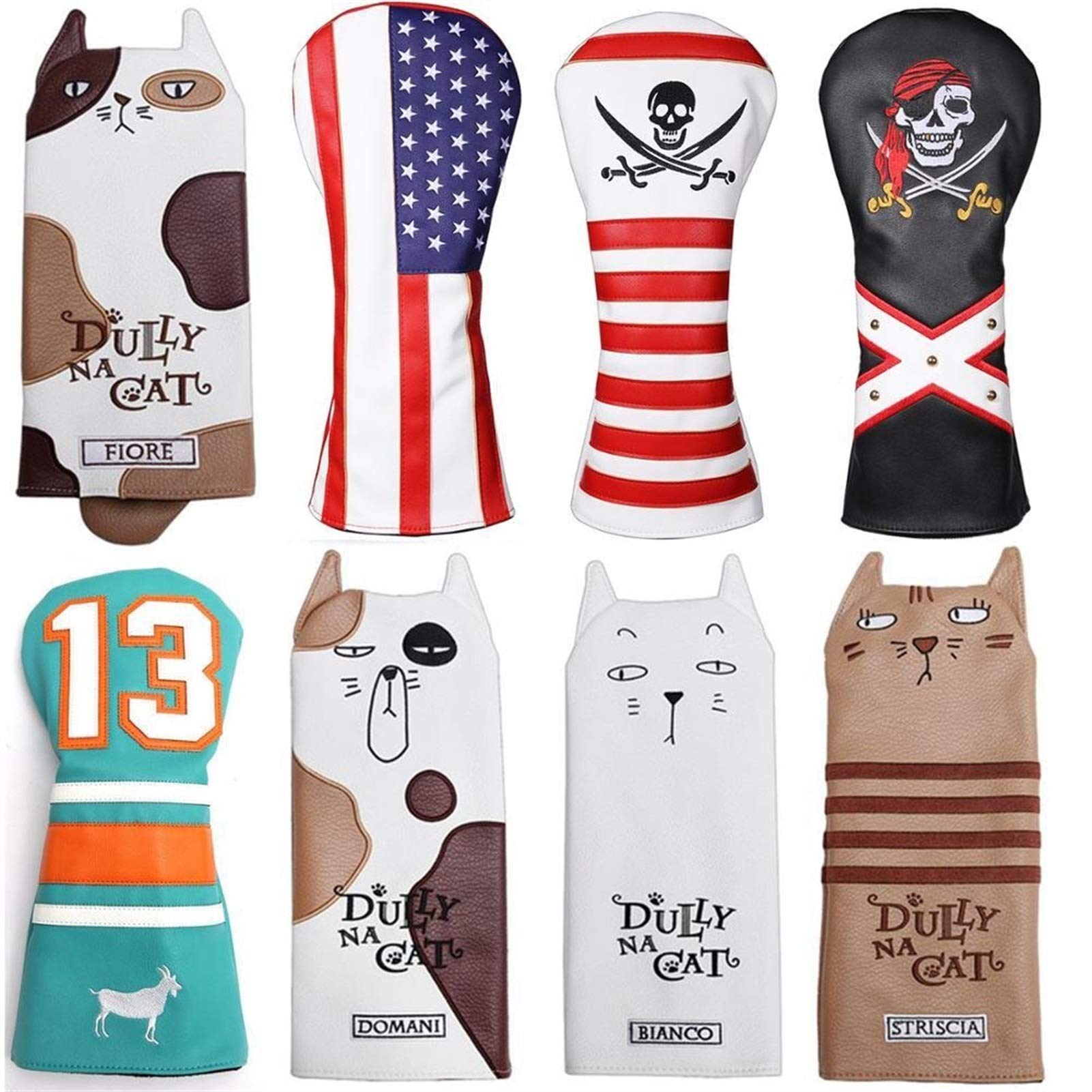 Golf SchläGerkopfhüLlen Golf-Fahrer-Headcover mit Endstück for Mann-Frauen PU-Leder-Karikatur-Art-reizender Golf-Fahrer-Abdeckung Golf Eisen deckt