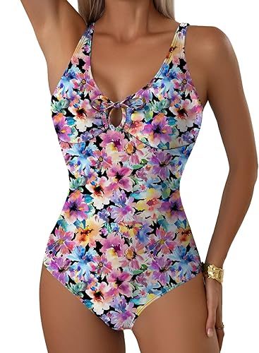 Aleumdr Tummy Control One Piece Bathing Suit for Women V