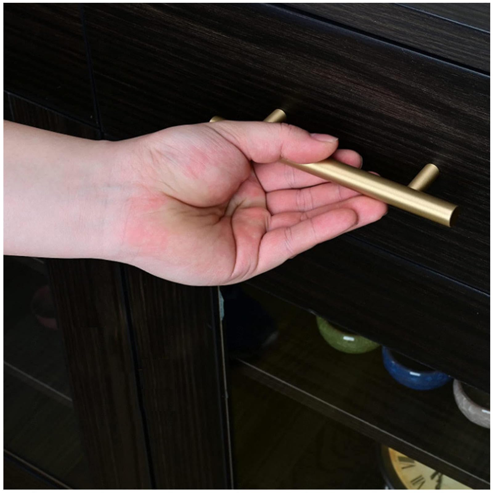 Maniglie per Armadietti Con Interasse 96/128/160/192/256 Mm,2 Pezzi Maniglie per Ante Da Cucina,Maniglie per Cassetti,Maniglie Rotonde a T in Lega Di Alluminio Pomelli,Gold/6pcs-600mm/23.6in