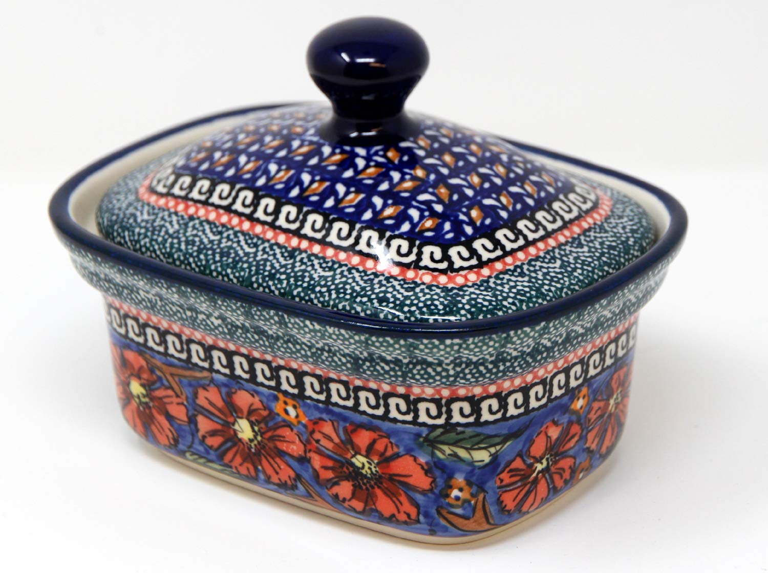 Polish Pottery Butter Tub From Zaklady Ceramiczne Boleslawiec 1188-150 Art Unikat Signature Pattern
