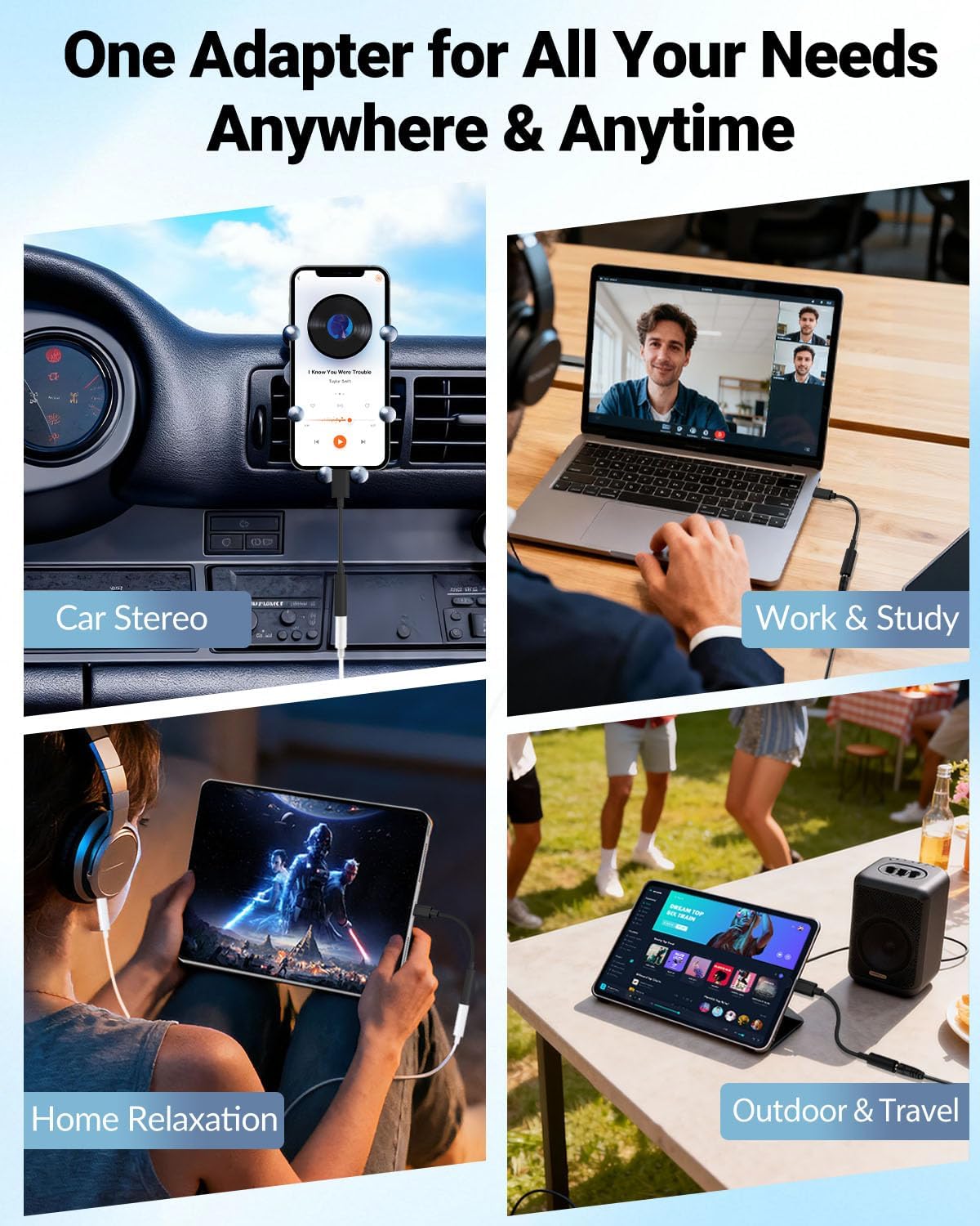 Seulliya USB C to 3.5mm Headphone Jack Adapter for iPhone 15/16 Pro/Max, Hi-Res Audio DAC Dongle, 3.5mm Aux Cord Converter for Samsung Galaxy, iPad, Car, USB-C Devices 10Pack Black