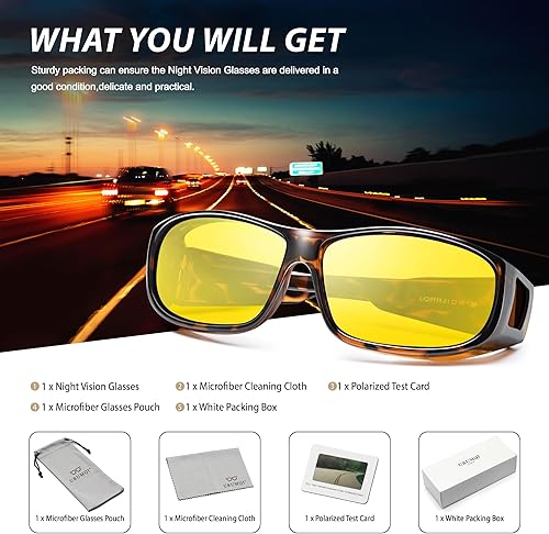 Miniatura 7 de URUMQI Gafas de conducción de visión nocturna para hombres y mujeres, lentes polarizados antirreflejos, lentes de alta definición amarillas