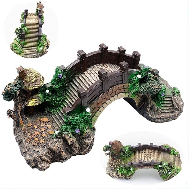 Foto 2 de 7 de ANCLLO Figura Decorativa de Puente de Agua para Acuario en Miniatura, decoración del hogar