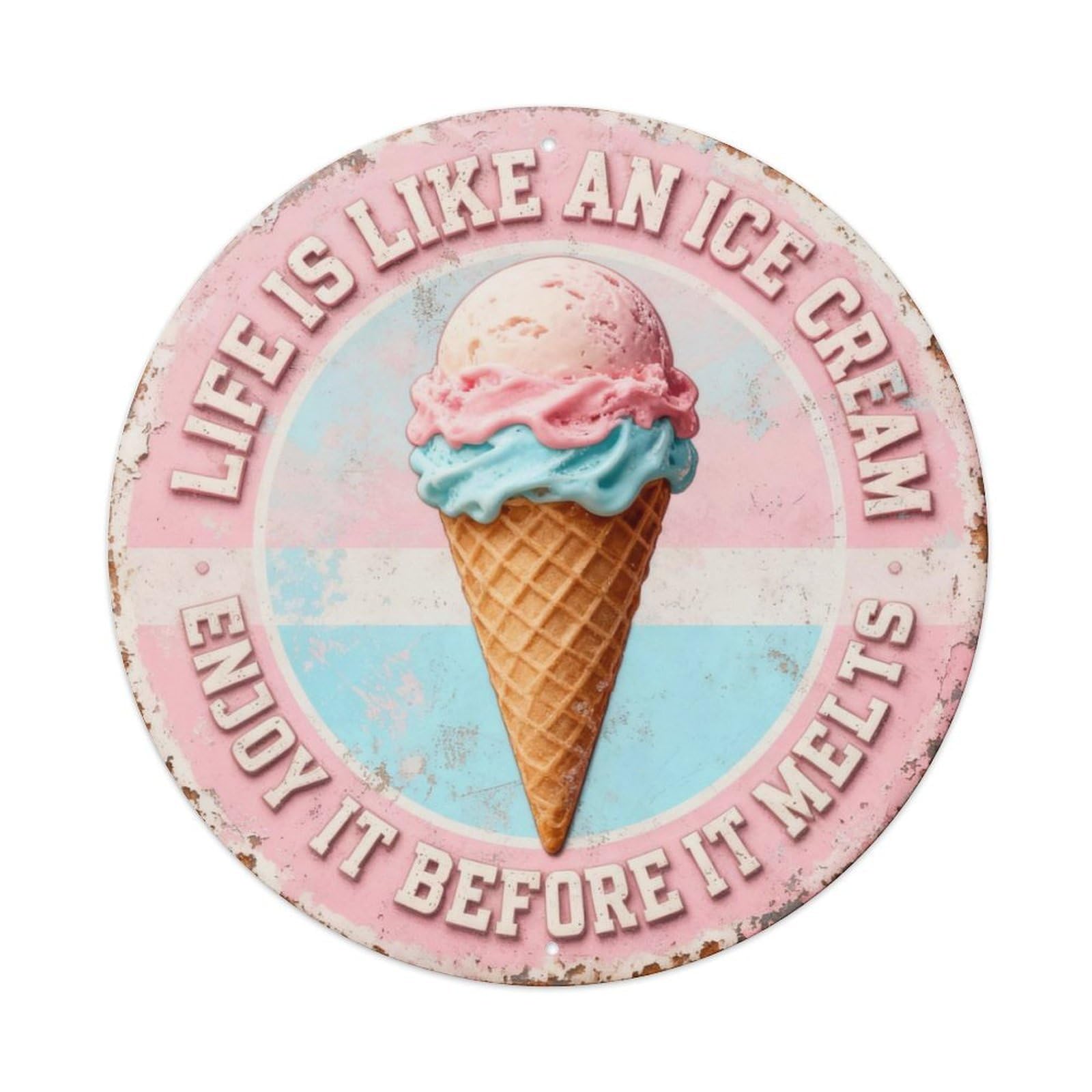 Life Is Like An Ice Cream Enjoy It Before It Melts Metal Tin Sign Plaque
