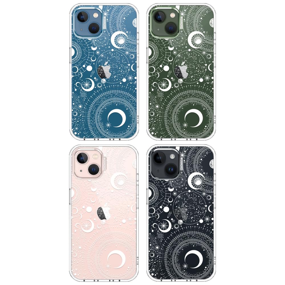 MOSNOVO Coque pour iPhone 13 / iPhone 14, [Protection de Qualité Militaire 2m] [Technologie Anti-Décollage] Coque Transparente Antichoc en TPU avec Design - Constellation - 4