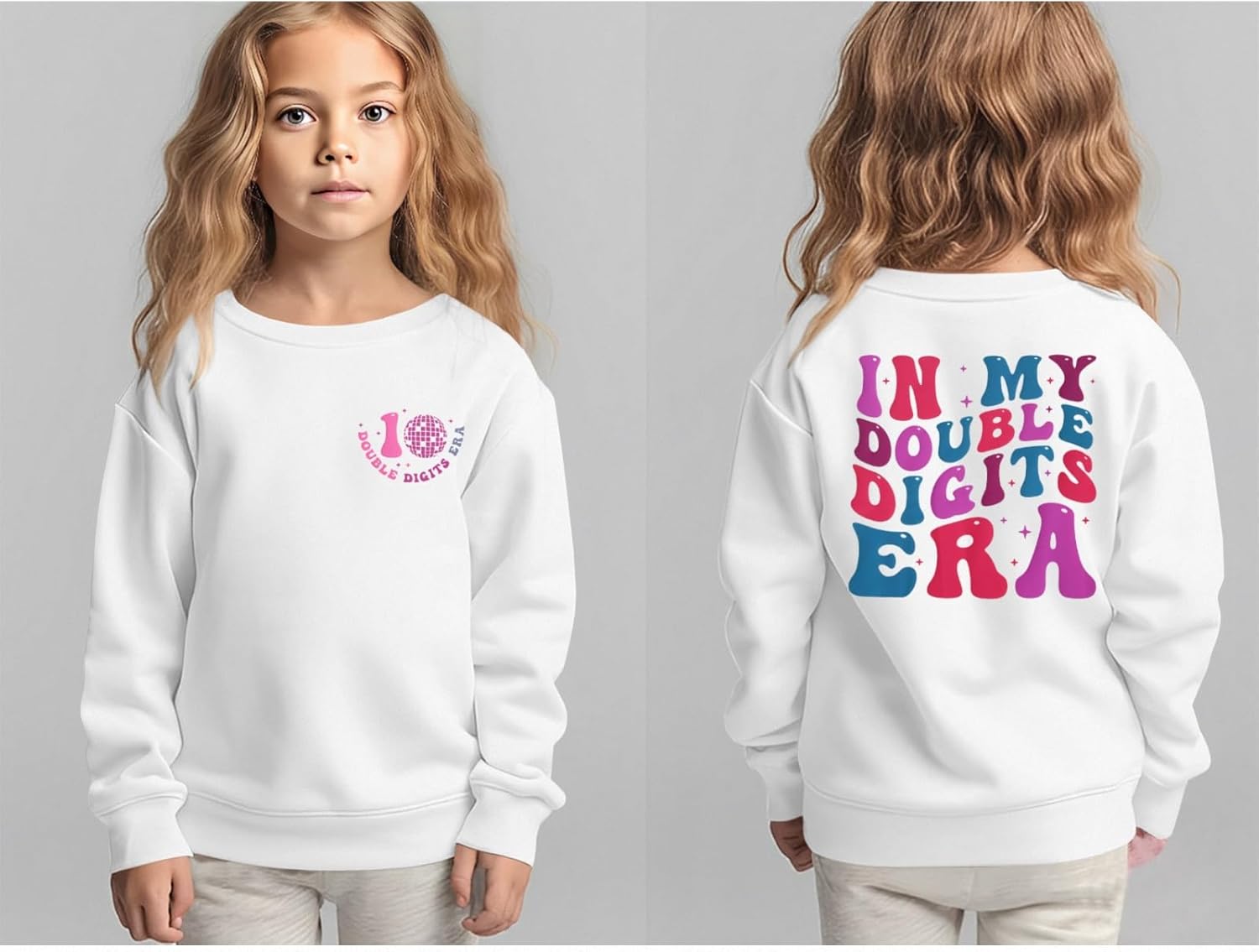 in My Double Digits Era Birthday Girl Outfit 10 Year Old 10th Birthday Girls Sweatshirt Girls Ten Bday Party Shirt - Image 4