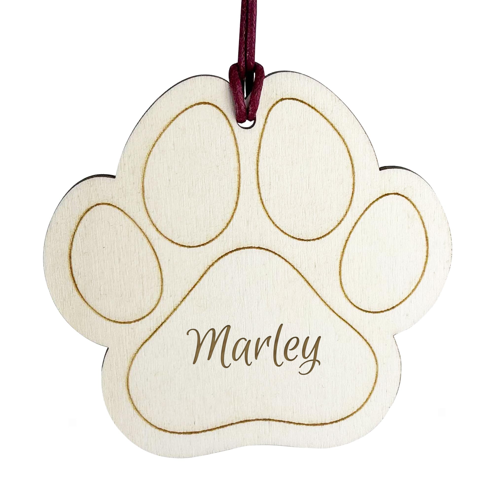 Red Ocean Personalised Dog Christmas Tree Decorations, Wooden Engraved Pet Paw Print Bauble | Present For Dog Keepsake Ornament | Personalised Pet Gifts For Pet Owners