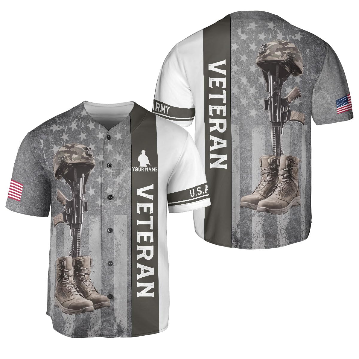 Custom US Army Baseball Jersey Personalized Military Veteran Shirt Veterans Pride American Flag Gifts Memorial Day (US, Alpha, X-Small, 5X-Large, Regular, Regular, BJ491)