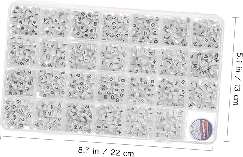Miniatura 7 de Cuentas de letras redondas, cuentas acrílicas del alfabeto blanco A-Z con patrón de corazón con cordón para hacer joyas, pulseras, collares,