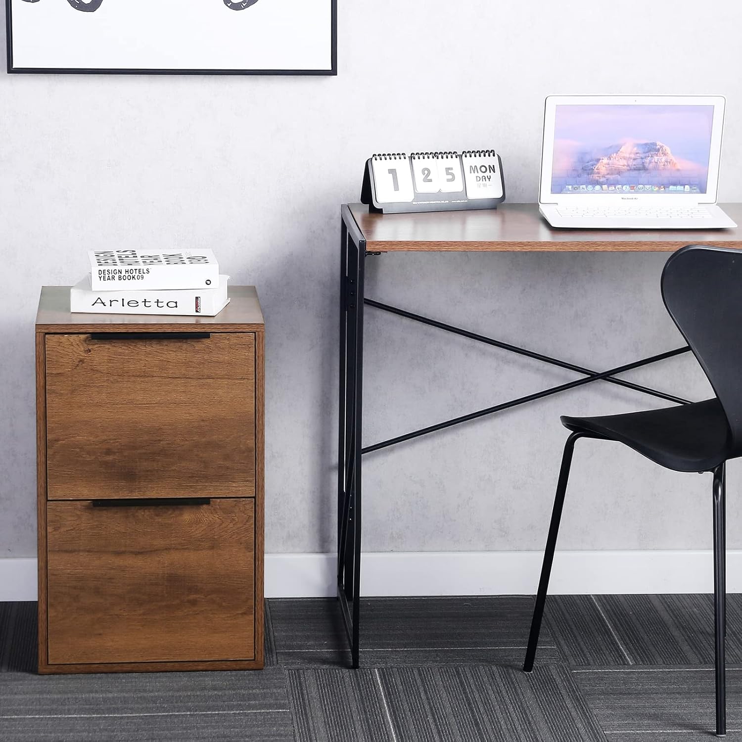 2 Drawer File Cabinet, Vertical Wood Filing Cabinet for Letter/A4 Size, Small Home Office File Storage Cabinet for Living Room, Bedroom (Brown) : Everything Else