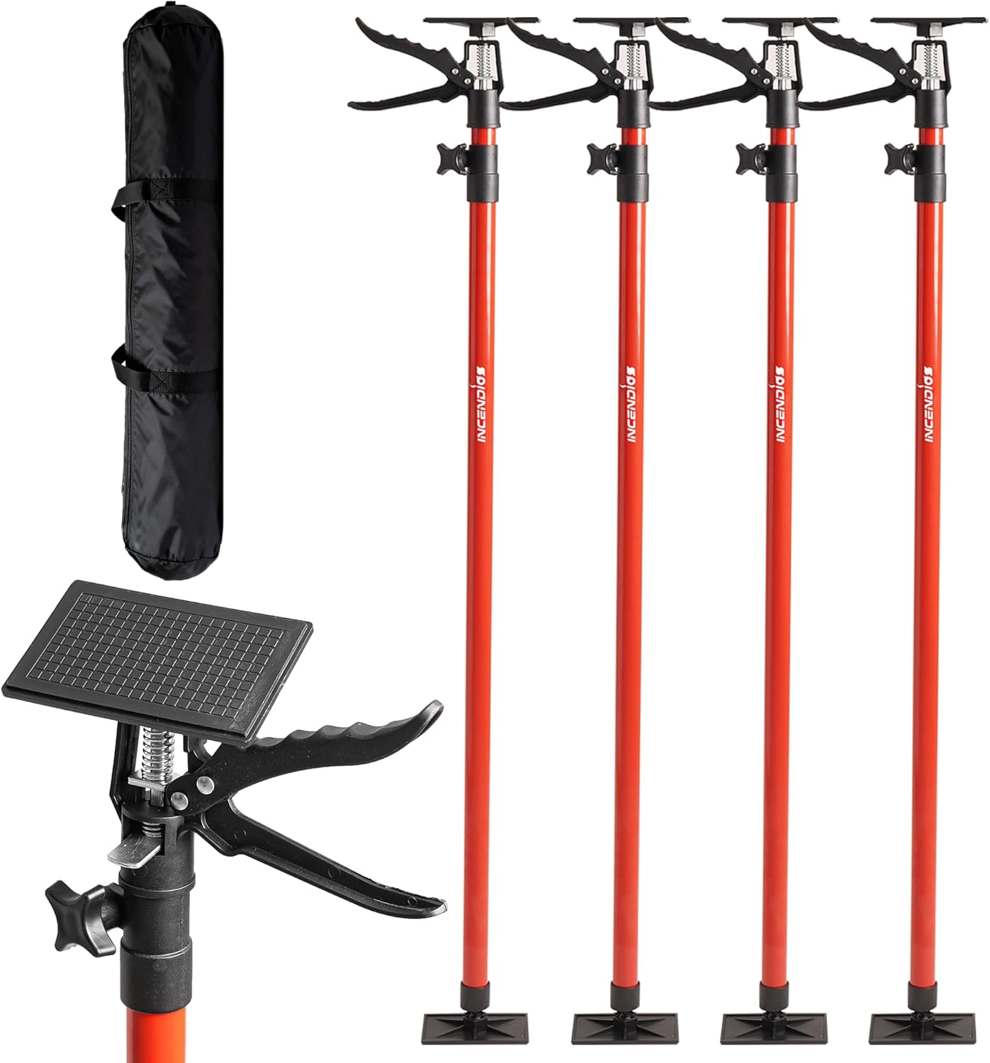 4PK Cabinet Jacks for Installing Cabinets, Steel Telescopic Adjustable Heavy Duty 3rd Hand Support Pole with 154lb Capacity and Extend from 45 to 114 in, Support Rod for Drywalls & Cargo Bars